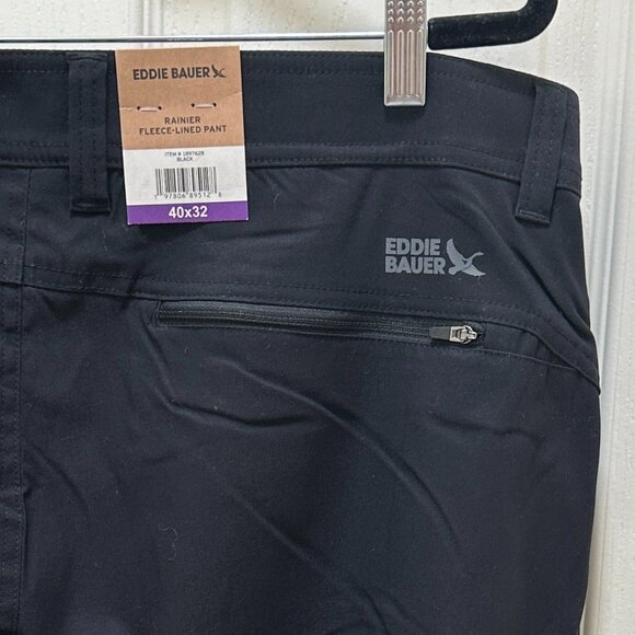 Eddie Bauer Men's Rainier Fleece Lined Pant Size 40X32 Black Stretch Fit (NEW) - Picture 14 of 16